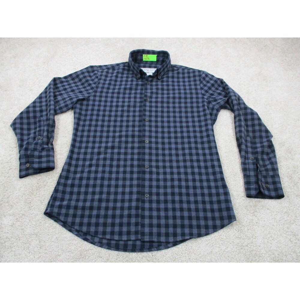 Mizzen Main Shirt Men Small Trim Fit Blue Check Performance Casual Button Up USA